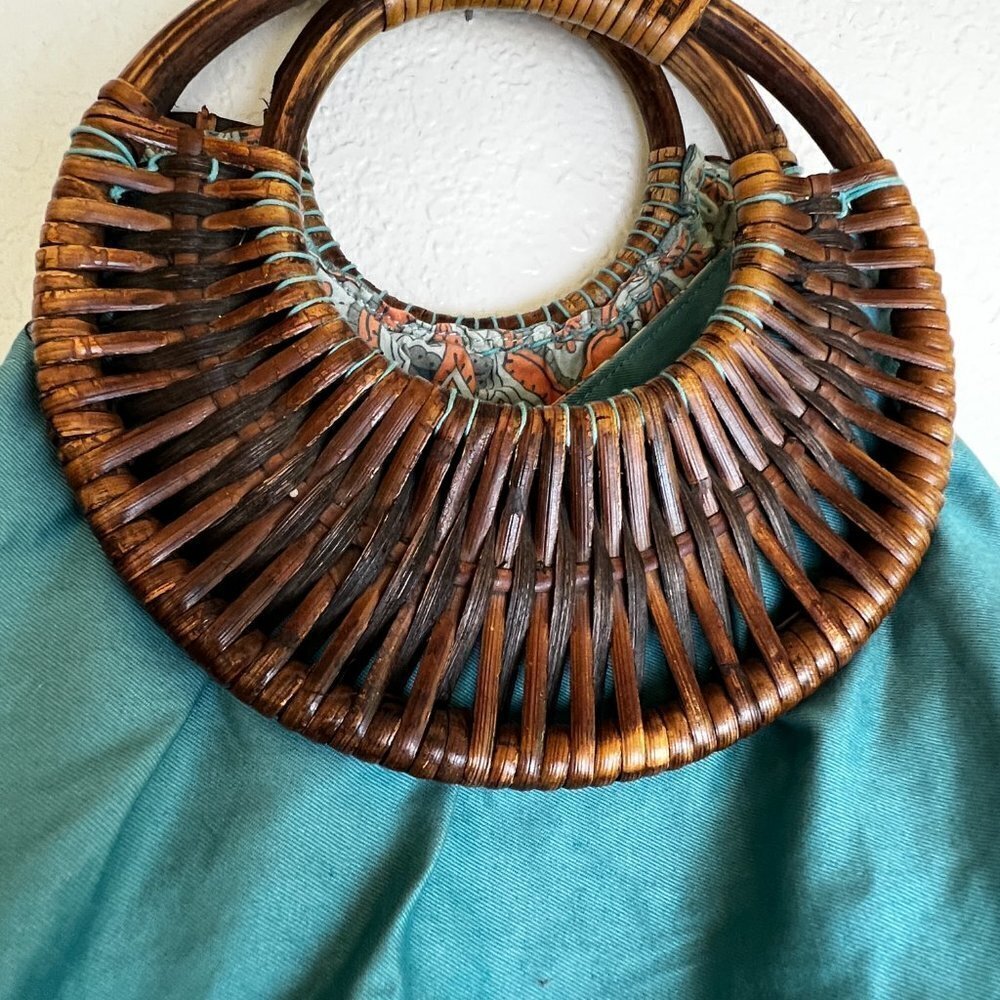 Gap boho‎ hippie bag purse 100% Cotton bamboo handles - Picture 2 of 12
